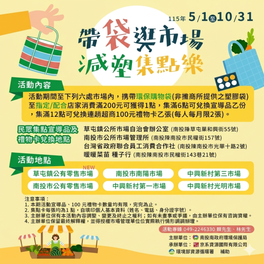 帶袋逛市場 減塑集點樂