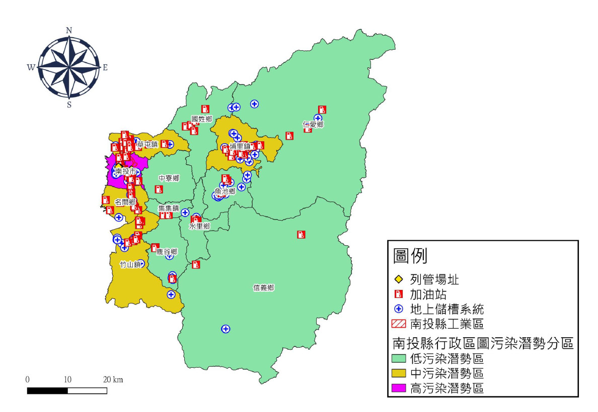 南投縣土壤及地下水污染潛勢分級地圖